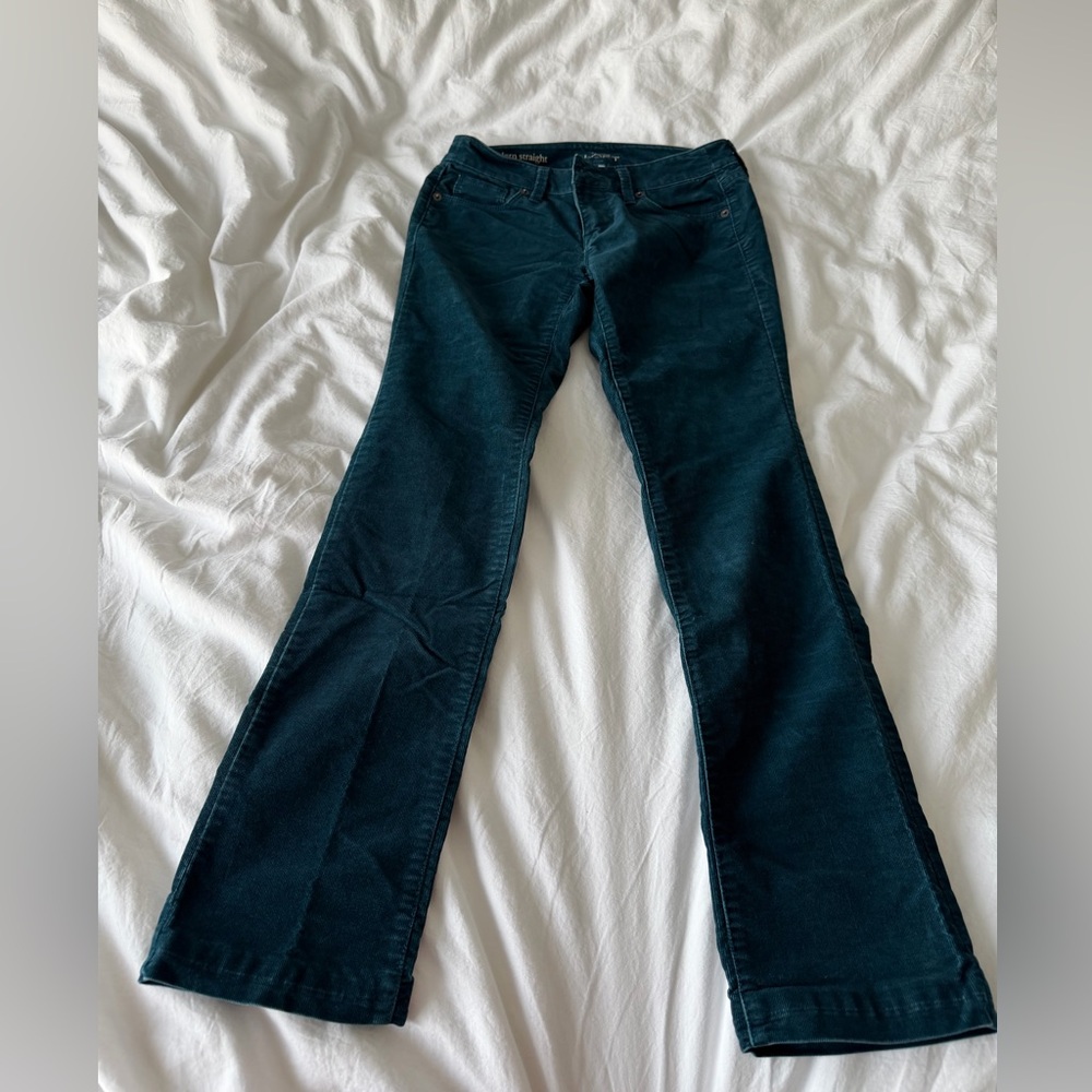 LOFT Deep Teal Corduroy Straight Pants, size 24/00